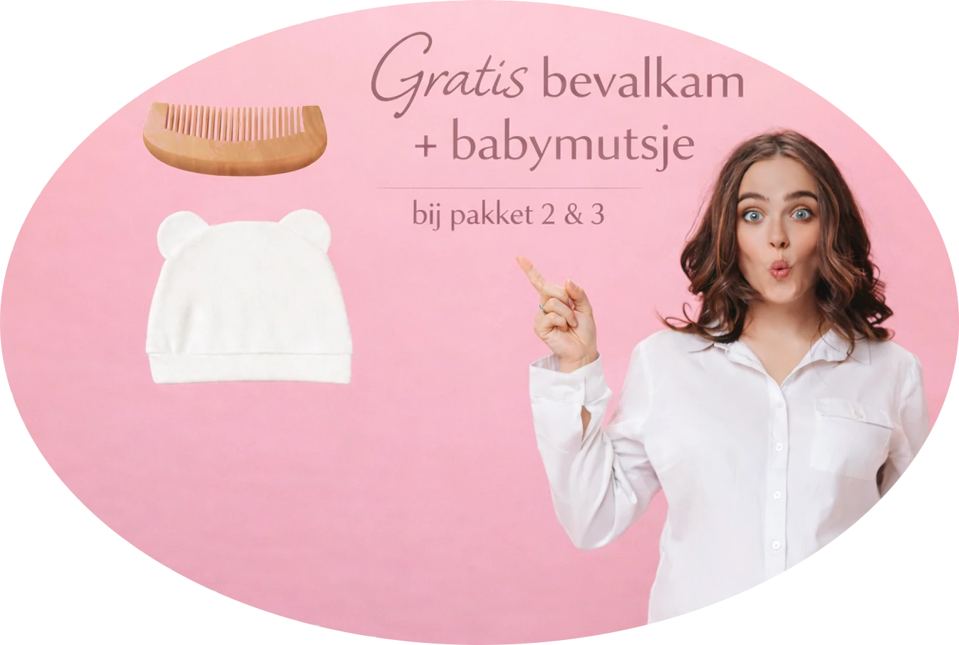 met gratis bevalkam en babymuts