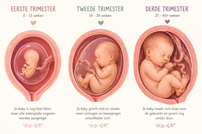 ontwikkeling van je baby per trimester